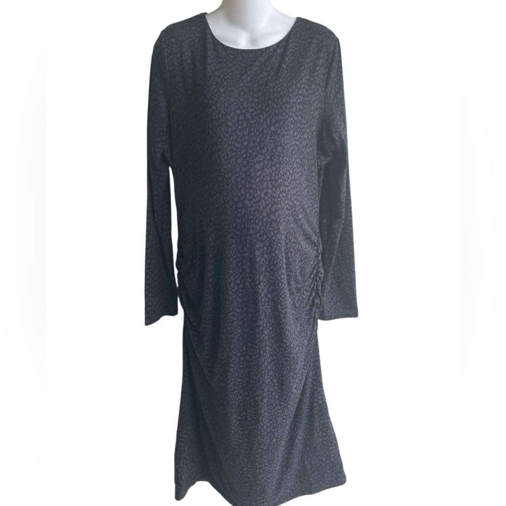 Yummy Sweater Co Kohl's Maternity Midi Dress Black Gray Animal Print XXL NWT